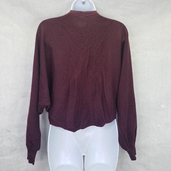 Yoana Baraschi Shrug Women's S Wool Blend Batwing Sleeve Burgundy Long Sleeve - Picture 3 of 12